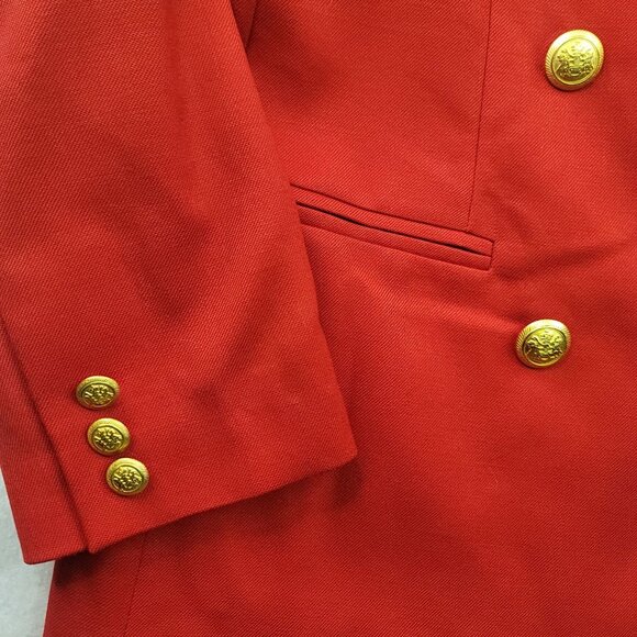 Vintage 90s Pendleton Women Red Wool Blazer Size 4 Double Breast Gold Button New - Picture 2 of 13